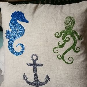New Nautical/Sea Theme Throw Pillow 17x17"